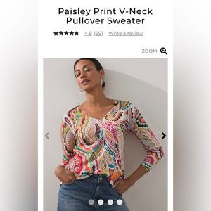 Chico’s Multi Color Paisley Sweater Size 2 Large